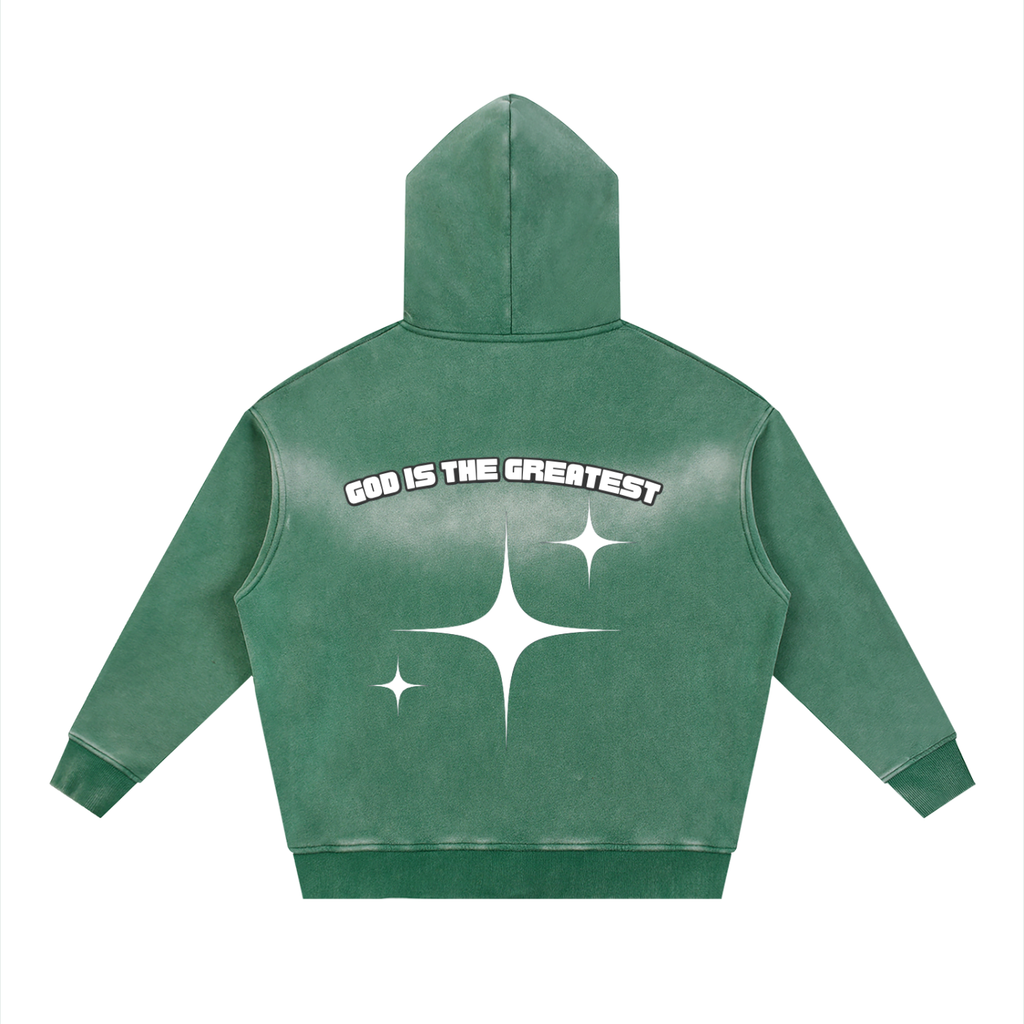 God is the greatest Sun fade Two-way Zipper Boxy Fleece Hoodie