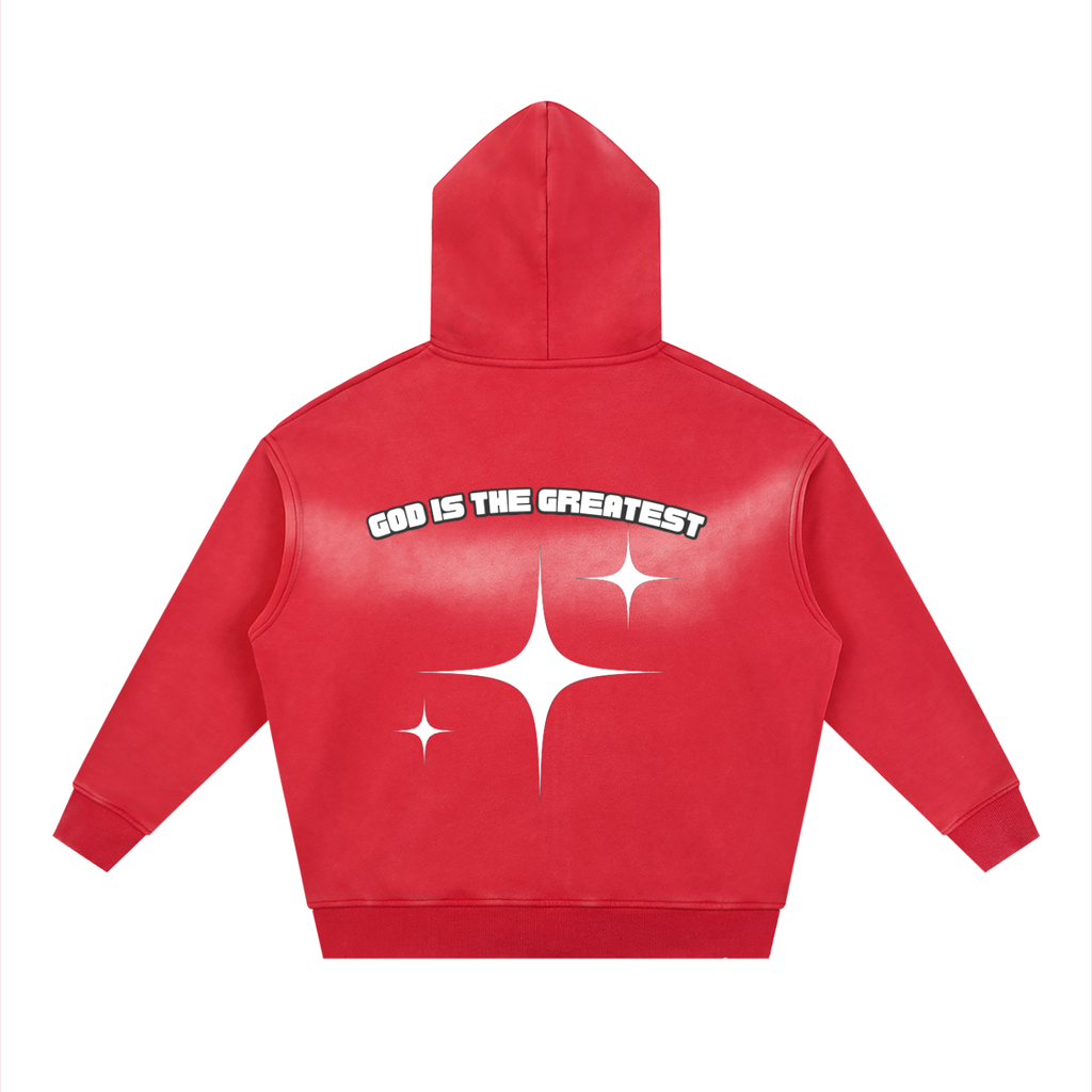 God is the greatest Sun fade Two-way Zipper Boxy Fleece Hoodie