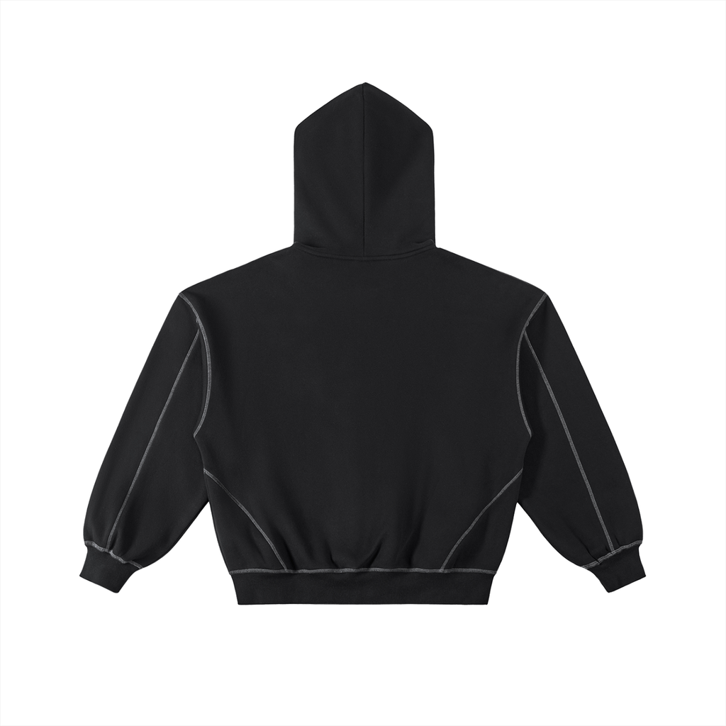 Allah u akbar Contrast-Stitched Boxy Fleece Zip Hoodie