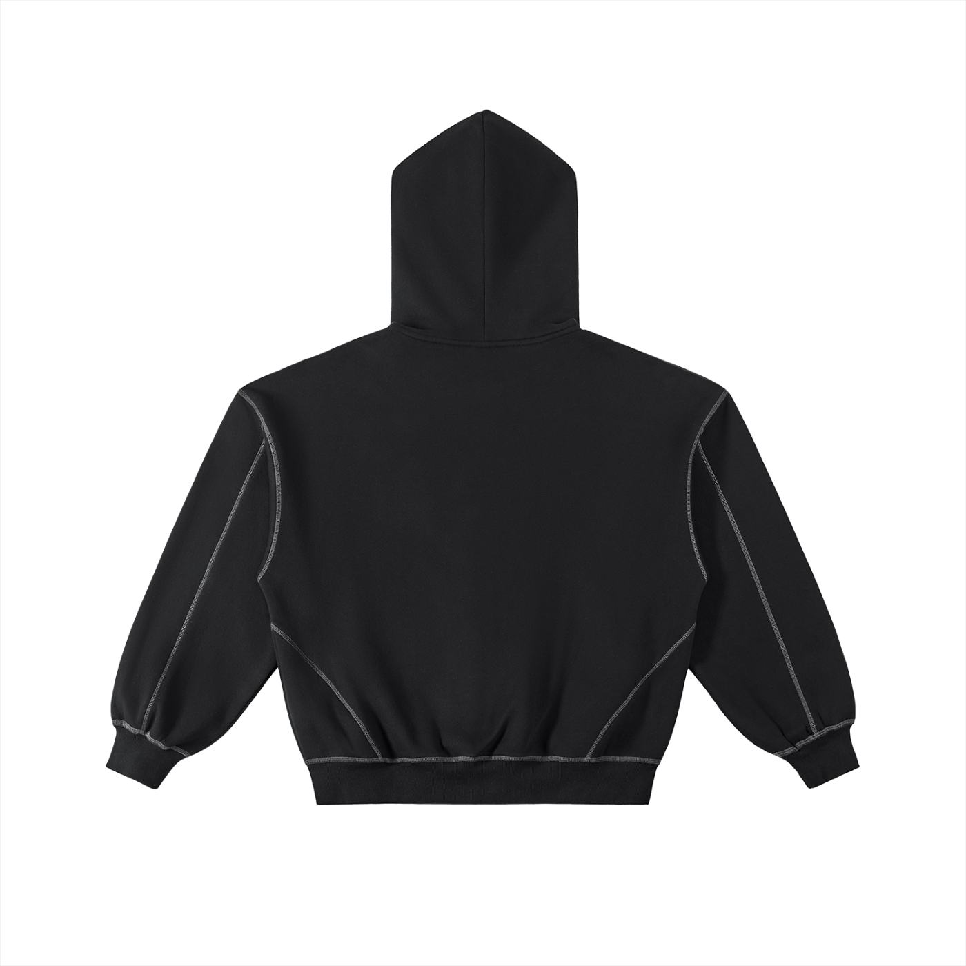 Allah u akbar Contrast-Stitched Boxy Fleece Zip Hoodie