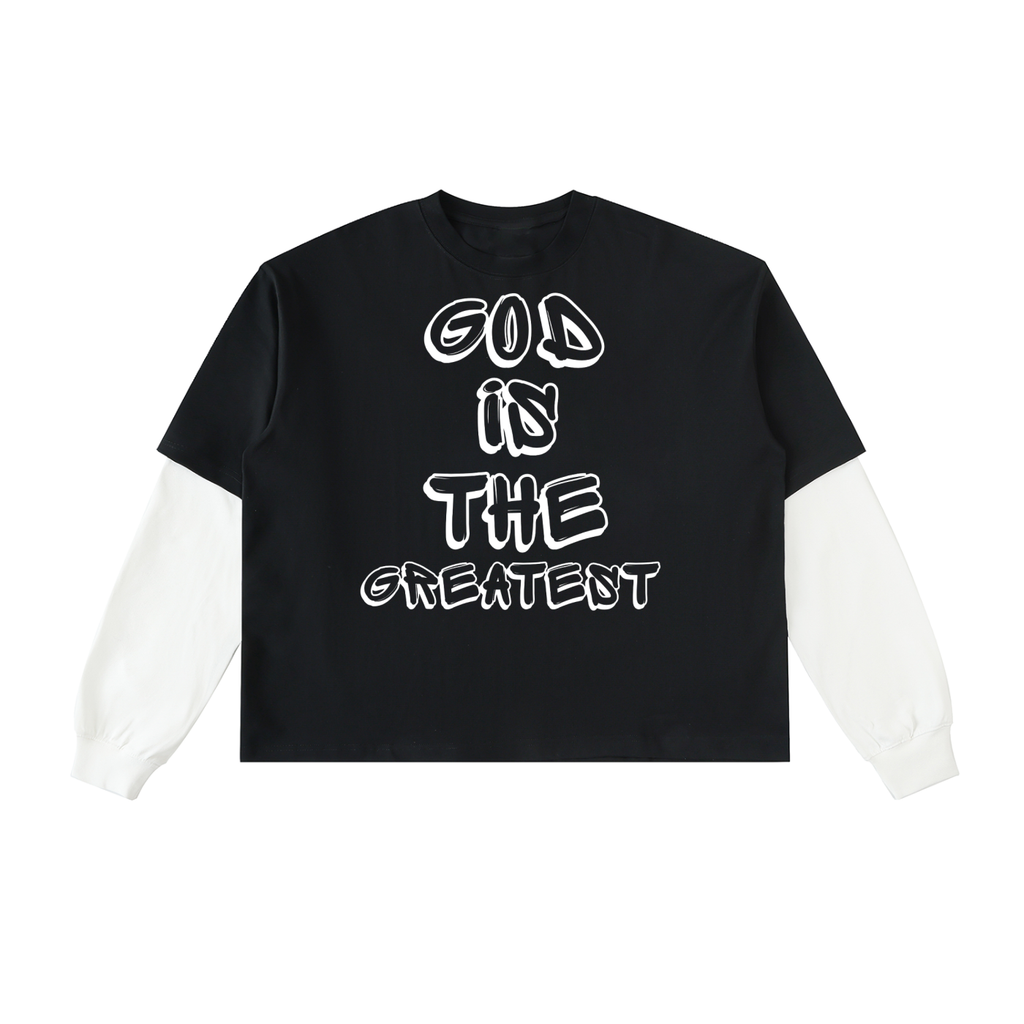 Layered Contrast Sleeve Cotton T-Shirt