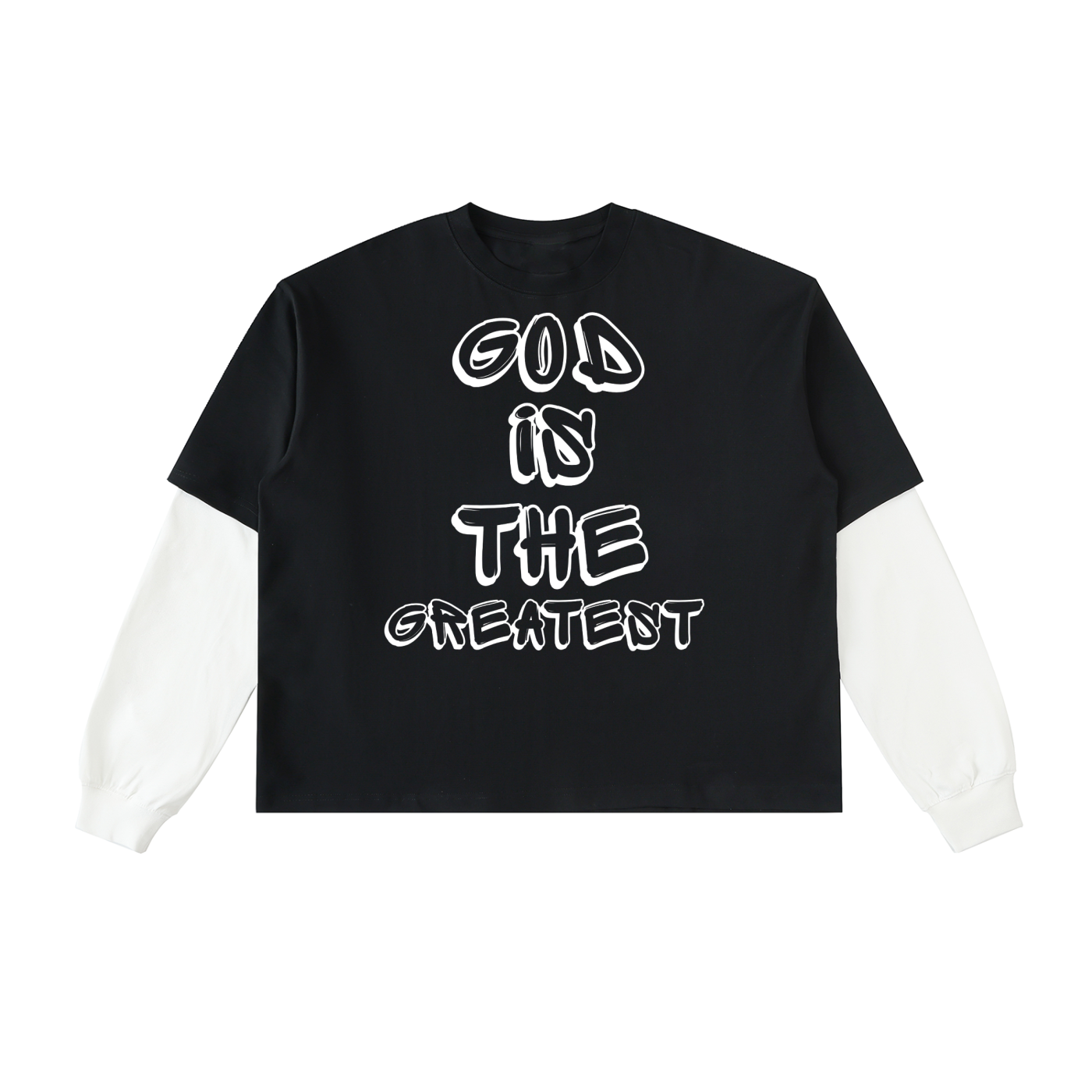 Layered Contrast Sleeve Cotton T-Shirt