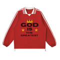 God is the greatest Contrast Striped Lapel Collar Sweatshirt