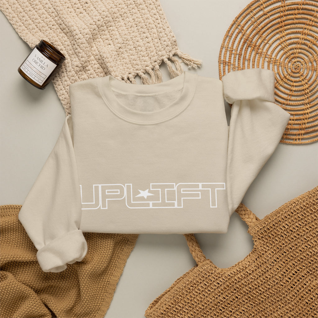 Uplift Crewneck Sweatshirt — Minimal White Logo Star Pullover