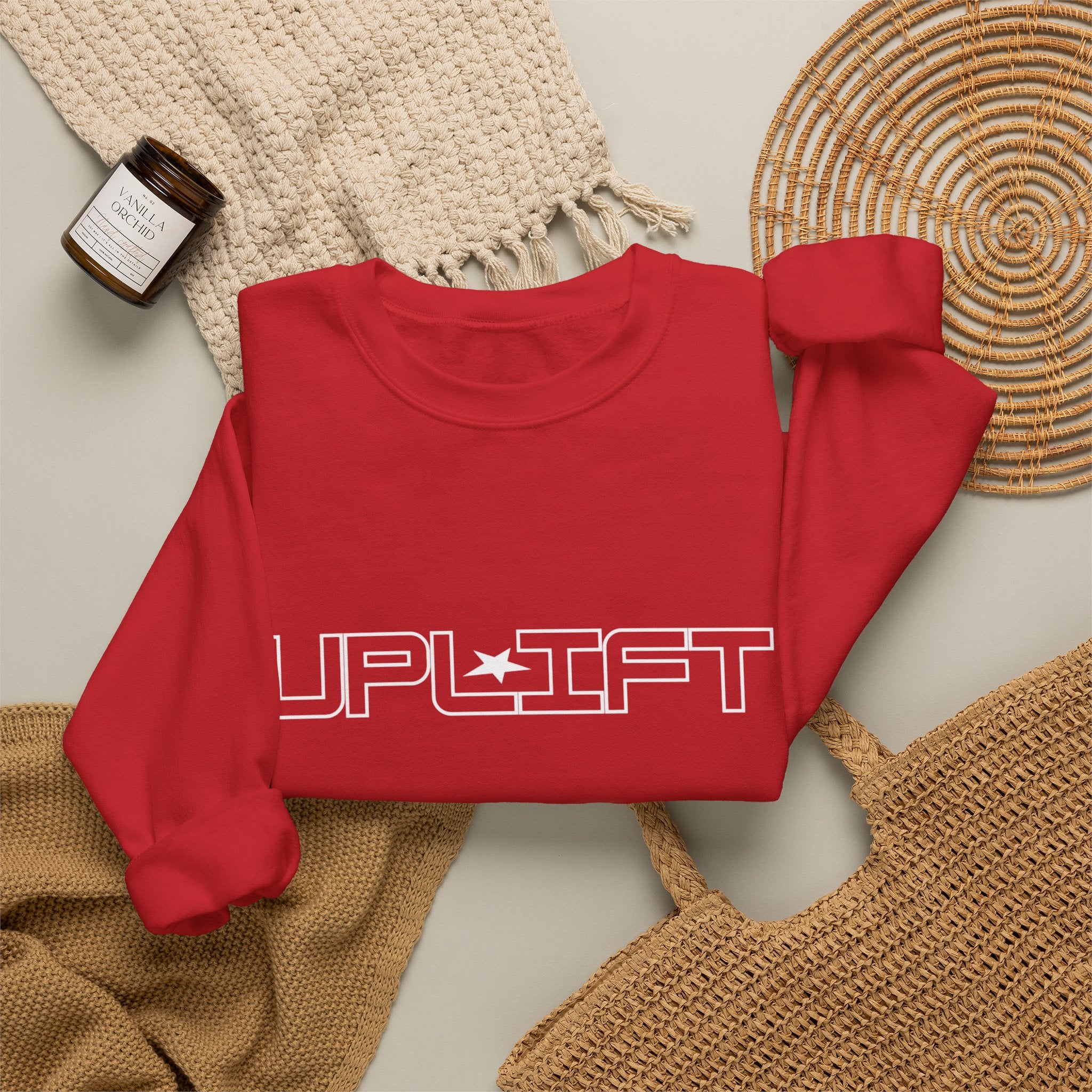 Uplift Crewneck Sweatshirt — Minimal White Logo Star Pullover