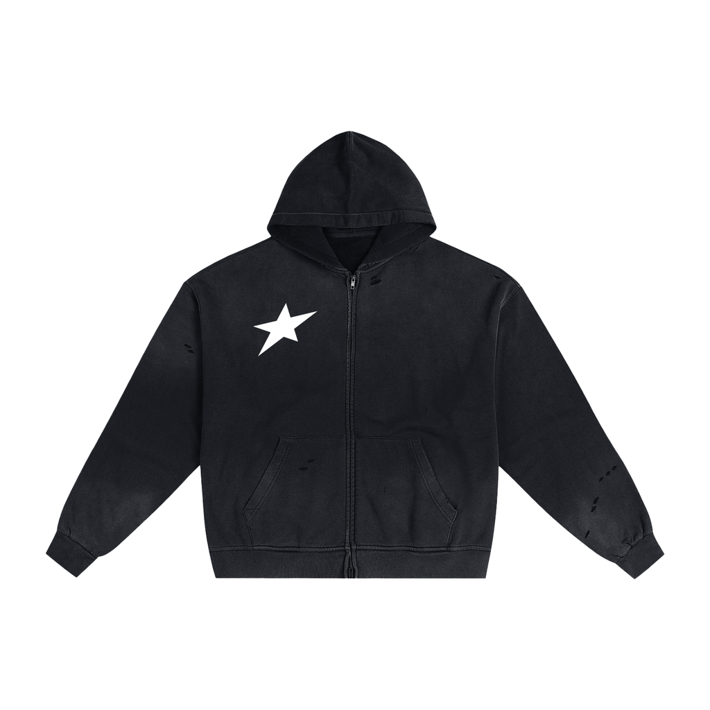 Uplift Hand-Frayed Sunfade Zip Hoodie