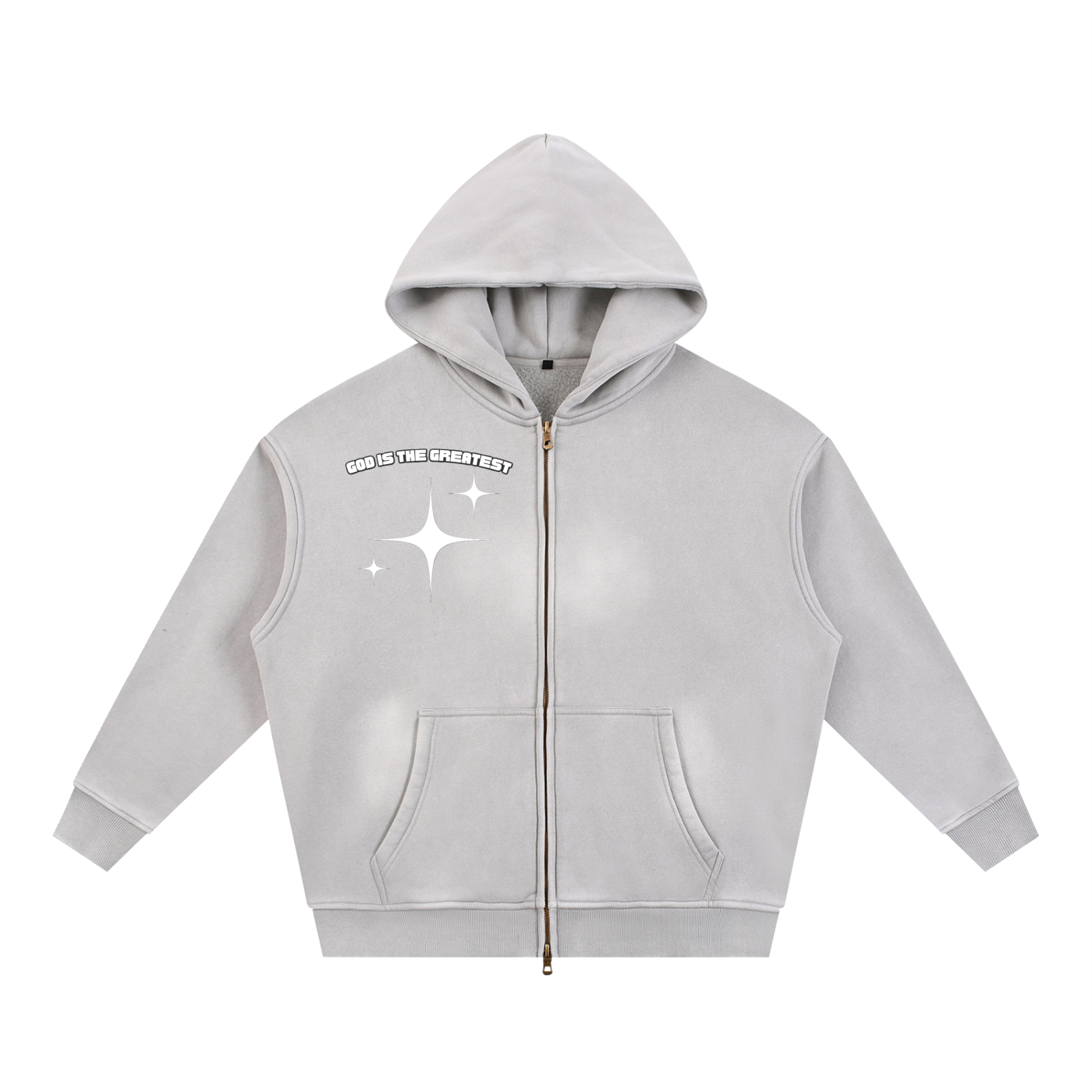 God is the greatest Sun fade Two-way Zipper Boxy Fleece Hoodie