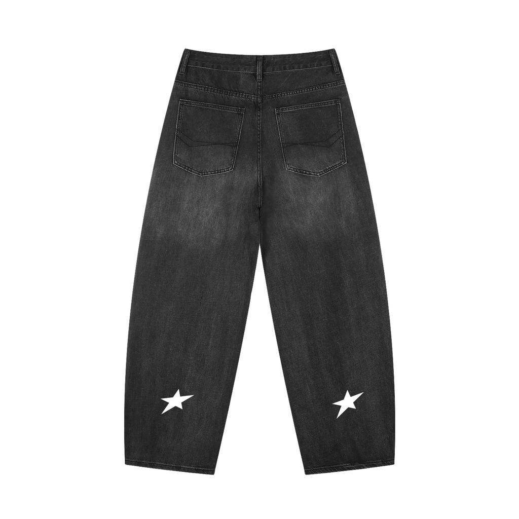Starr Men's Sunfade Vintage Wash Barrel Leg Jeans