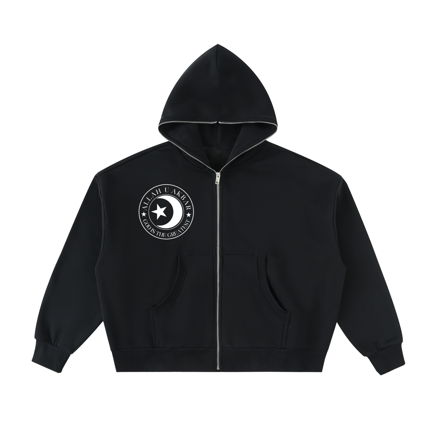 Allah u akbar Fleeced Full-Zip Boxy Hoodie