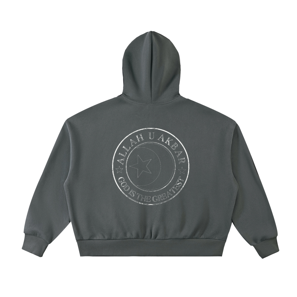 Allah u akbar Fleeced Full-Zip Boxy Hoodie