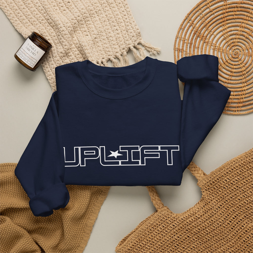 Uplift Crewneck Sweatshirt — Minimal White Logo Star Pullover