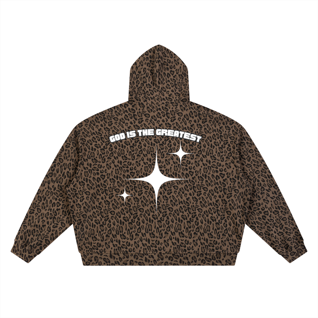 God is the greatest Unisex Leopard Print Waffle Full Zip Hoodie