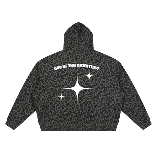 God is the greatest Unisex Leopard Print Waffle Full Zip Hoodie