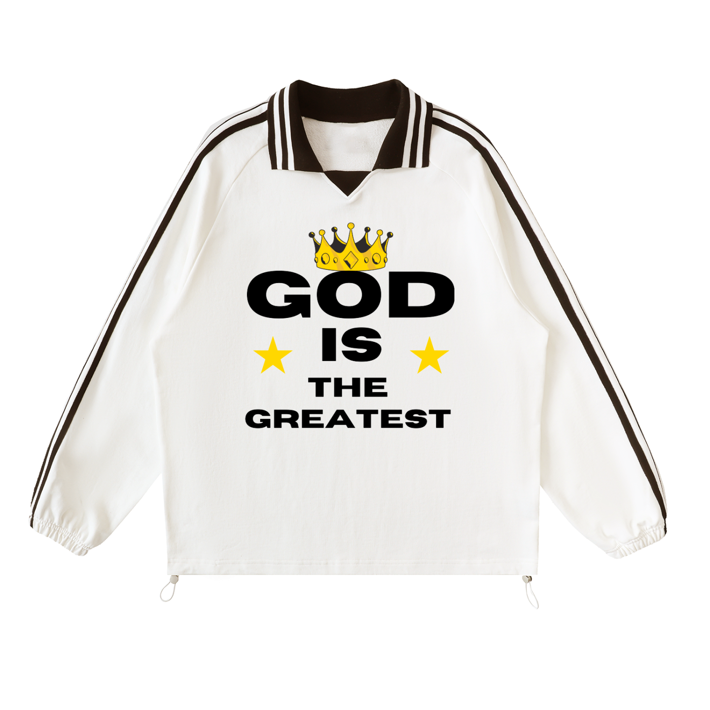 God is the greatest Contrast Striped Lapel Collar Sweatshirt