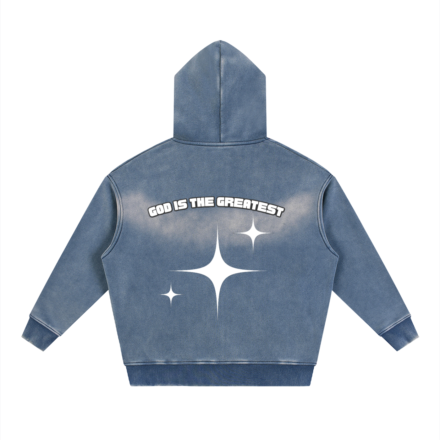 God is the greatest Sun fade Two-way Zipper Boxy Fleece Hoodie