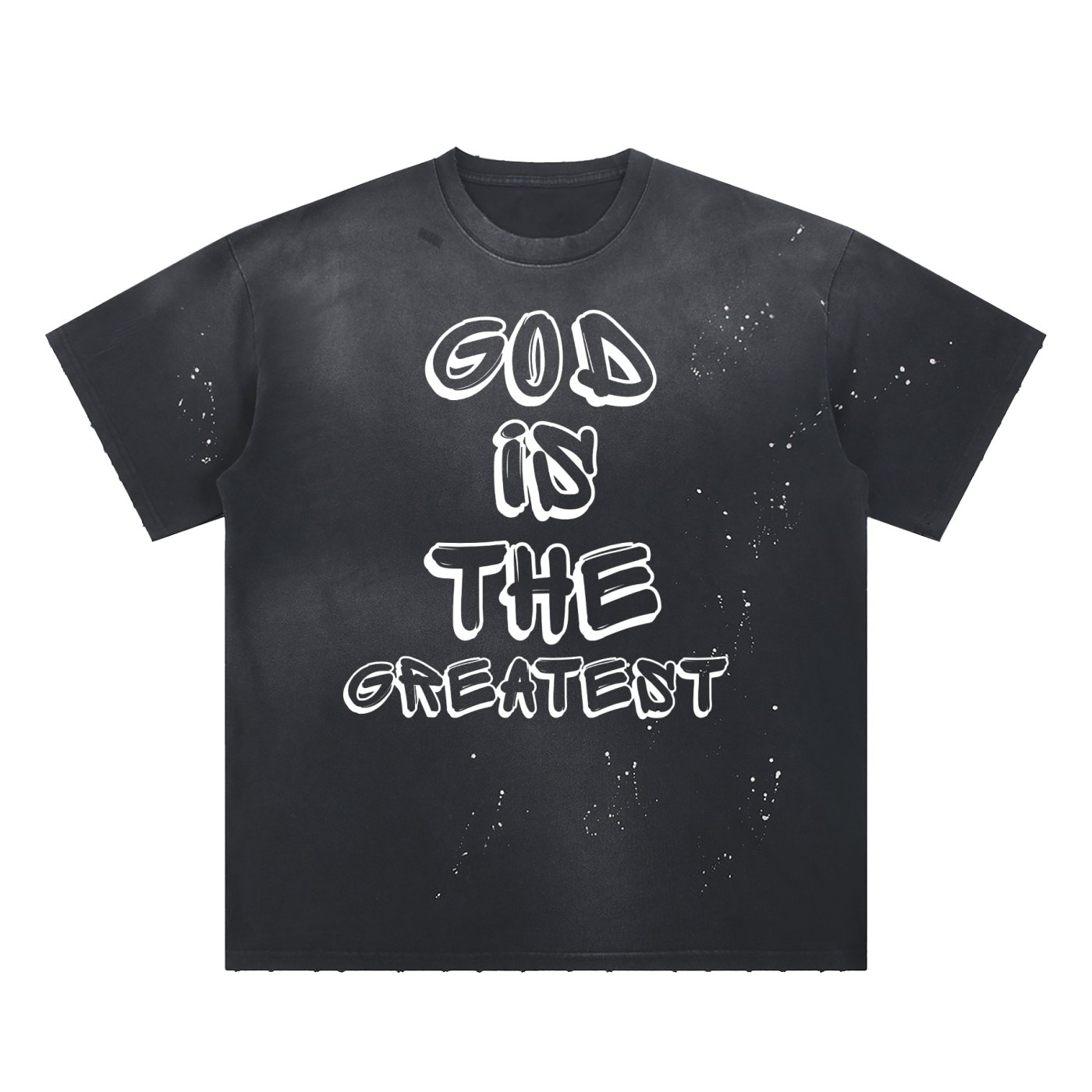 God is the greatest Hand-Frayed Sunfade Paint Splatter T-Shirt