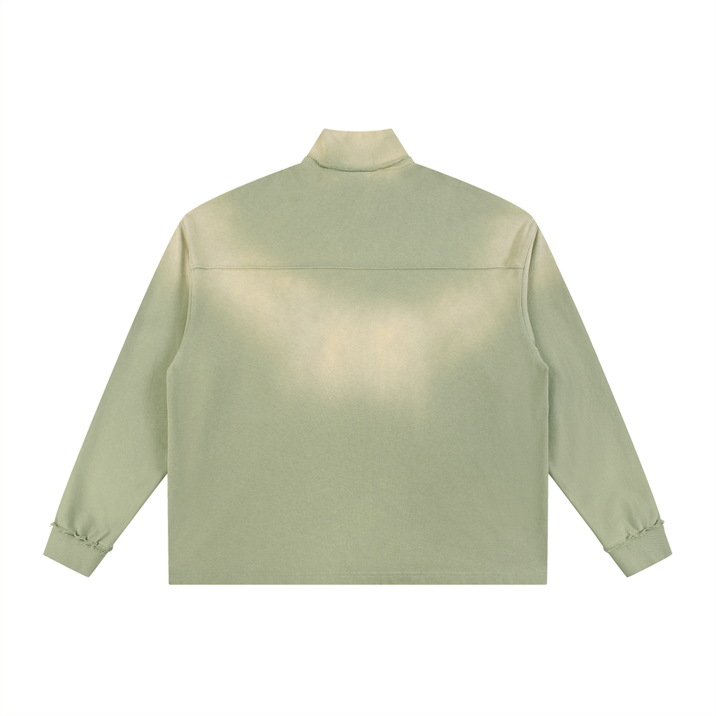 GOD IS THE GREATEST Sun Fade Raw Edge Quarter-Zip Sweatshirt
