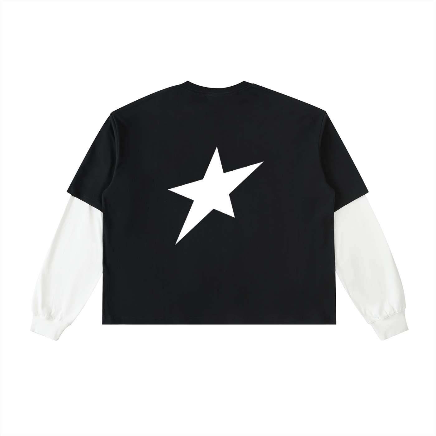 Layered Contrast Sleeve Cotton T-Shirt