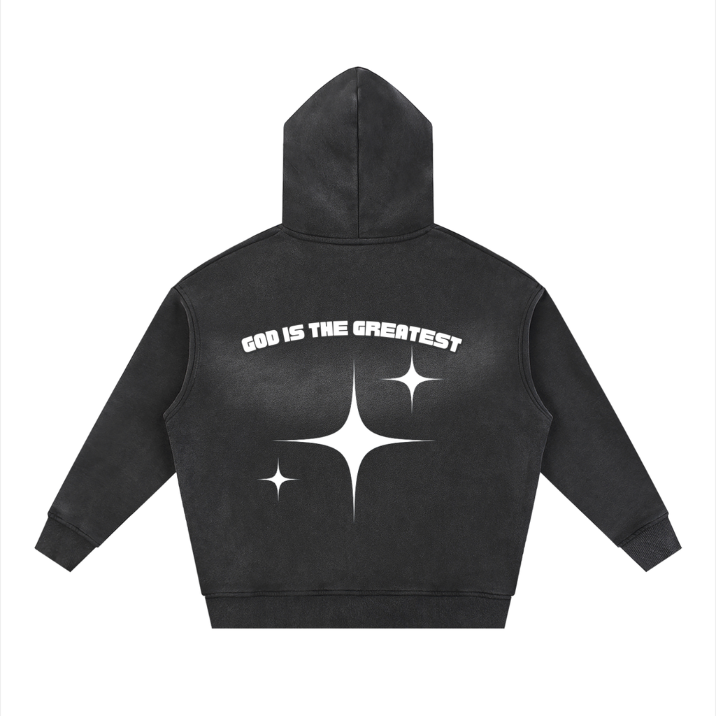 God is the greatest Sun fade Two-way Zipper Boxy Fleece Hoodie