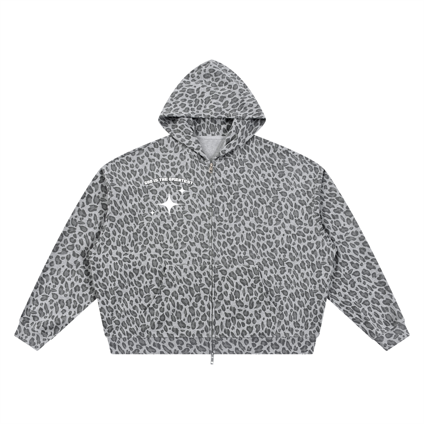 God is the greatest Unisex Leopard Print Waffle Full Zip Hoodie