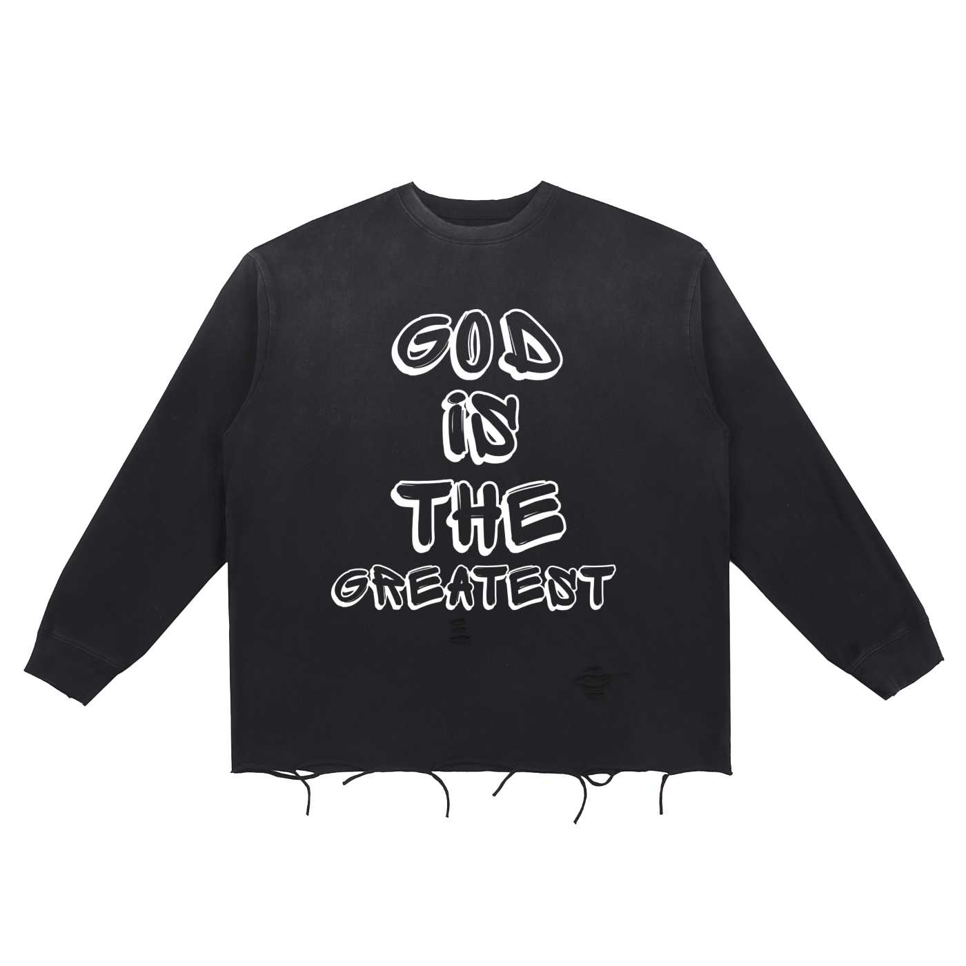 God is the greatest Snow Wash Raw Edge Cotton T-Shirt