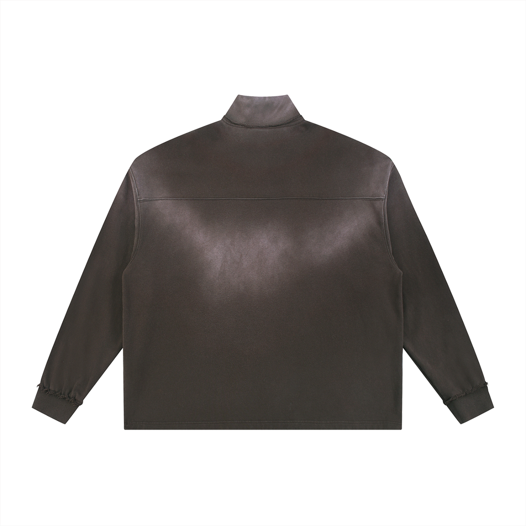 GOD IS THE GREATEST Sun Fade Raw Edge Quarter-Zip Sweatshirt