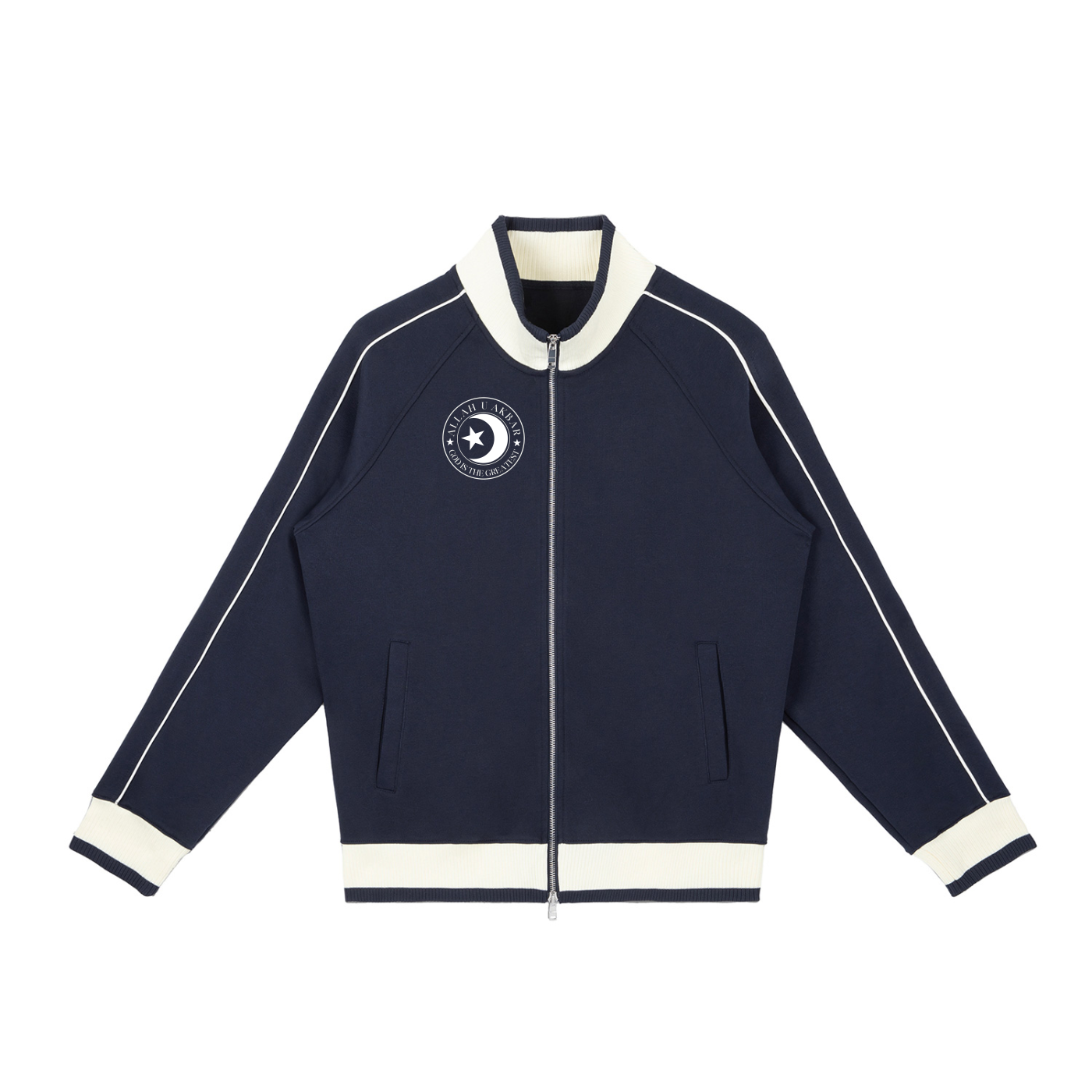 Allah u akbar  Color Block Raglan Sleeve Zip Track Jacket