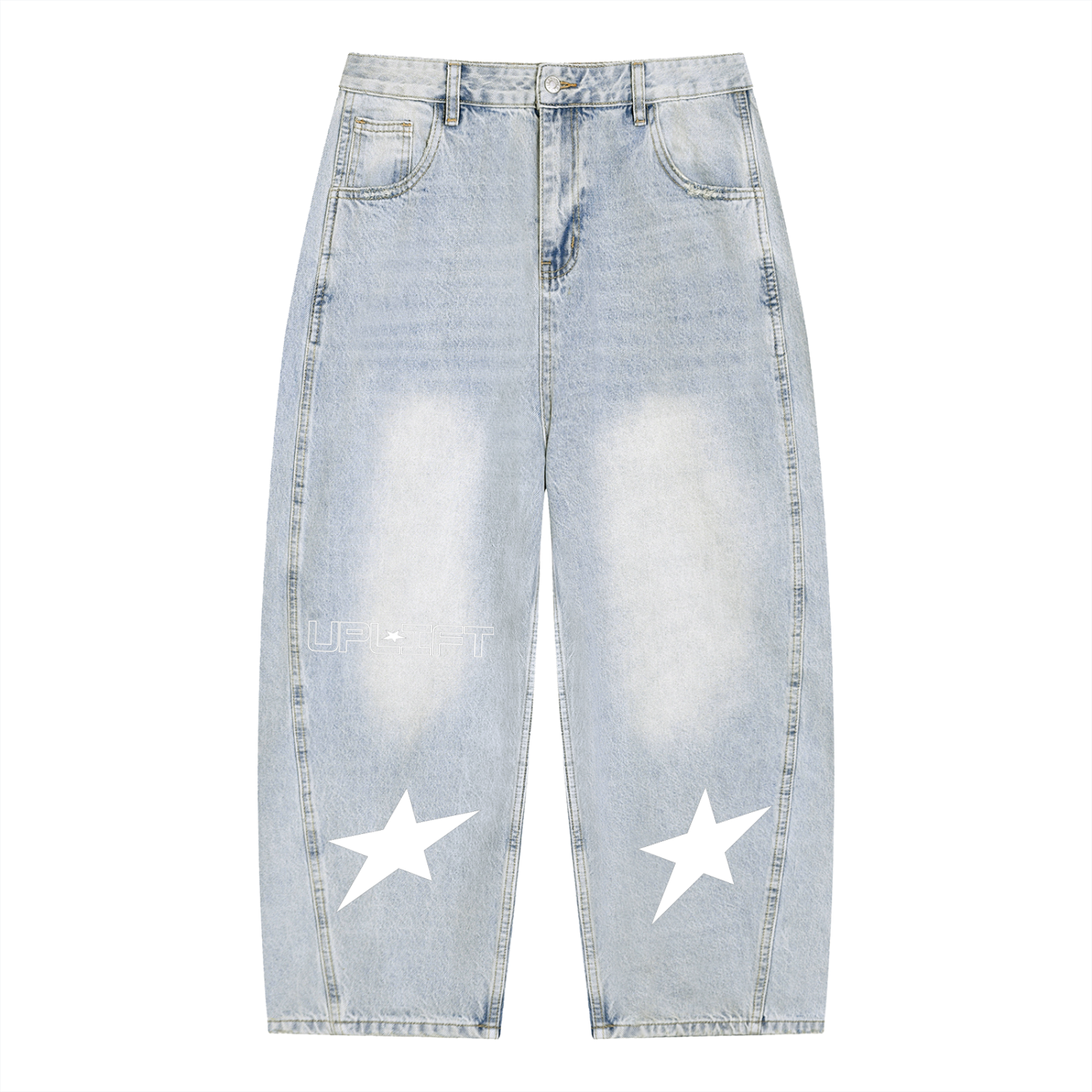 Uplift Men's Vintage Wash Sunfade Barrel Leg Jeans