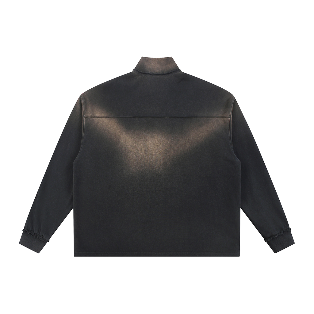 GOD IS THE GREATEST Sun Fade Raw Edge Quarter-Zip Sweatshirt